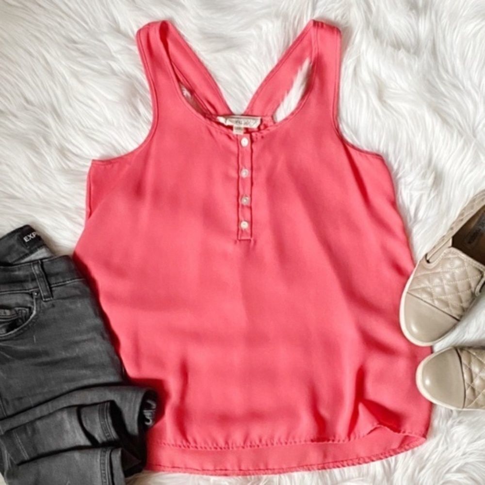 Pink Rose Blouse Tank Coral Pink Size XS